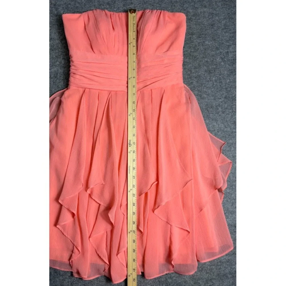 David's Bridal F15555 Dress Womens 6 Peach Strapless Chiffon Bridesmaid Formal - Picture 7 of 8